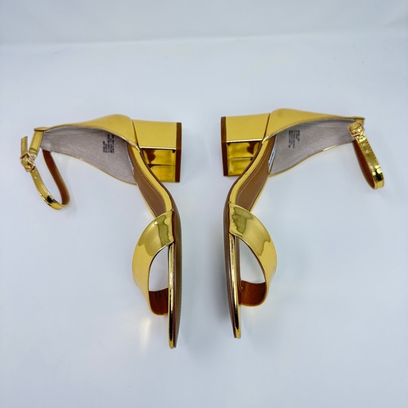 Steve Madden Irenee Metallic Gold 2-Inch Block Heel Ankle-Strap Sandals Size 9.5 - Picture 11 of 15